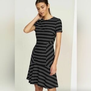 Anthropologie Hutch Eleanor Dress Black White Stripe Size Medium